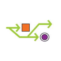 Arrows pointing to a square and a circle 