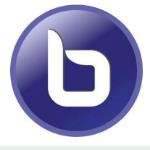 Dark blue circle with a white lower case "b" in the center 