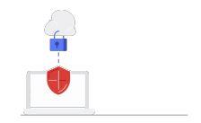 Drawing of a Chromebook with a lock on it 