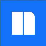 Blue square with a white "n" in the center 